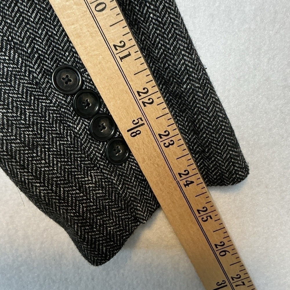 Ann Taylor LOFT Herringbone Wool‎ Blend Ruffle Hem Blazer Jacket Grey Womens 6 - Picture 9 of 9